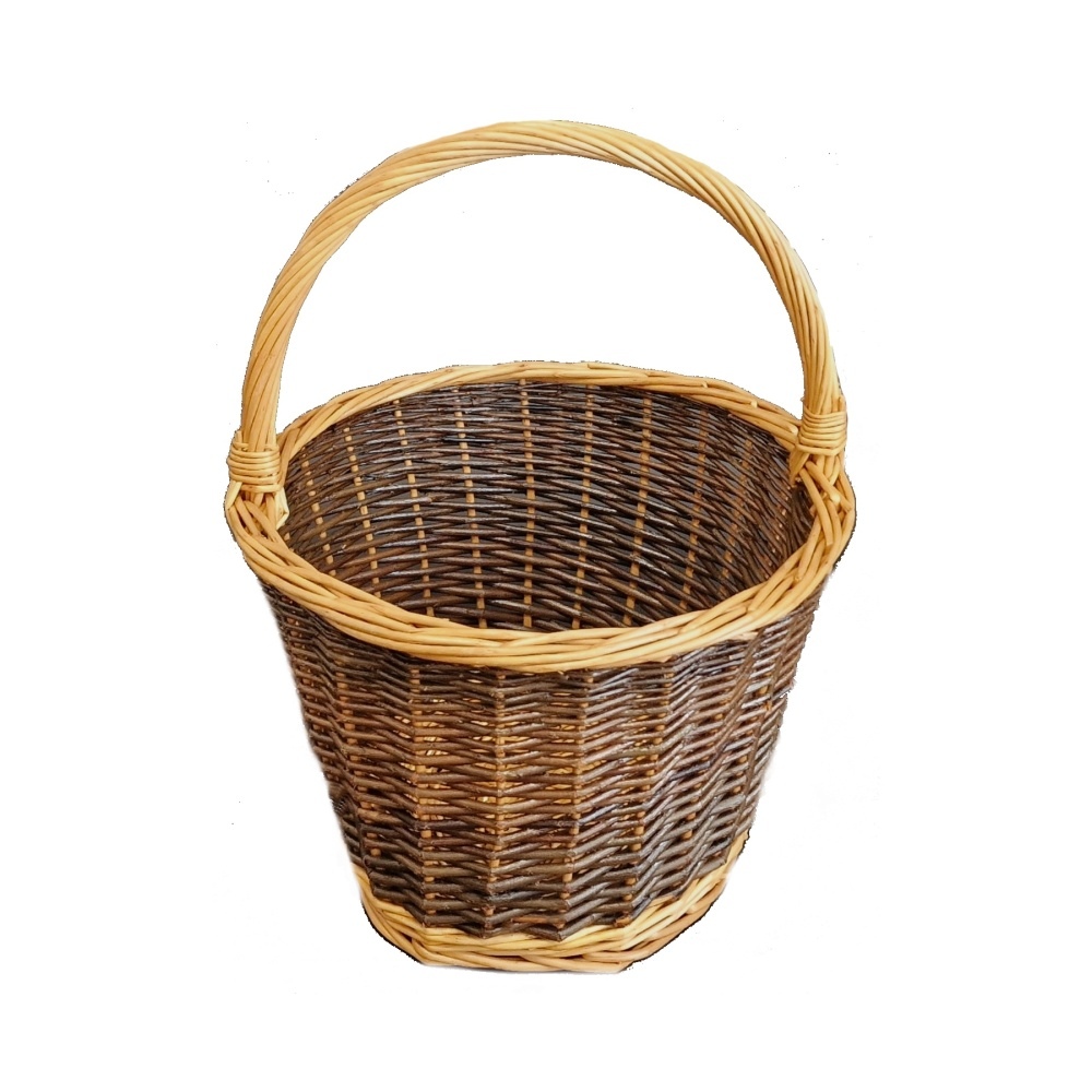 Koše - Koš kulatý proutěný s 1 uchem hnědý 35cm