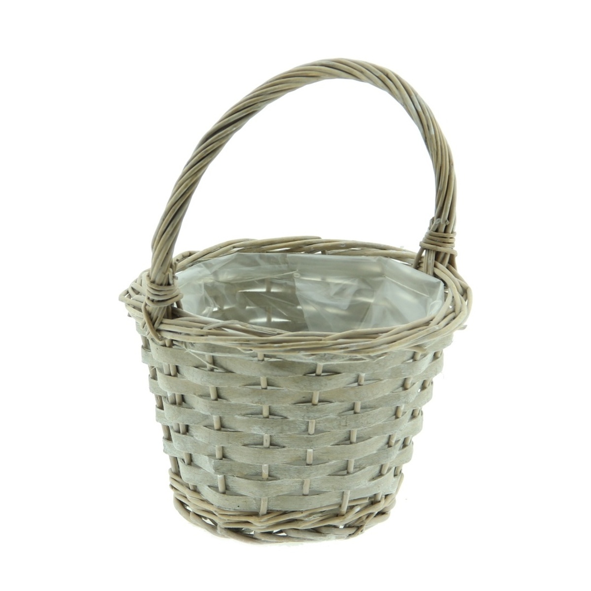 Koše - Koš kulatý proutěný s igelitem šedý 14cm