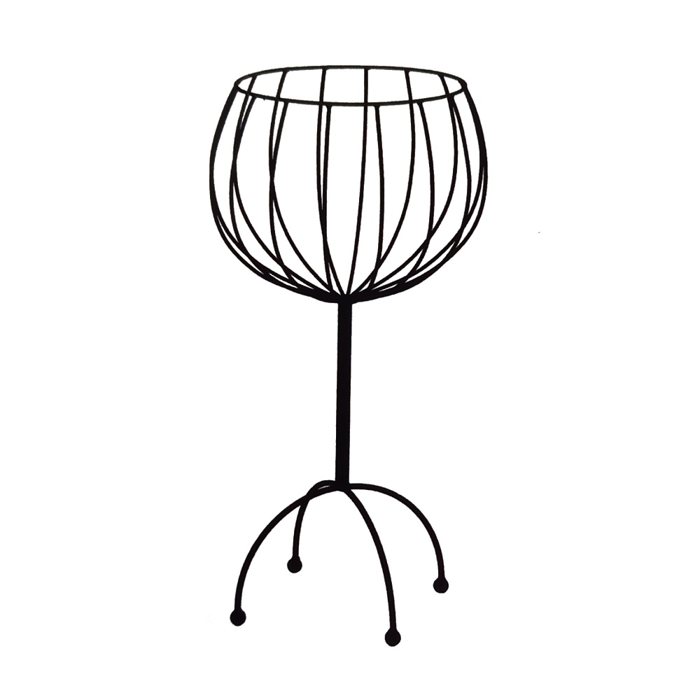 Opory VATAX - Koš na noze SALADO s kokosovou vložkou kovový černý 70cm