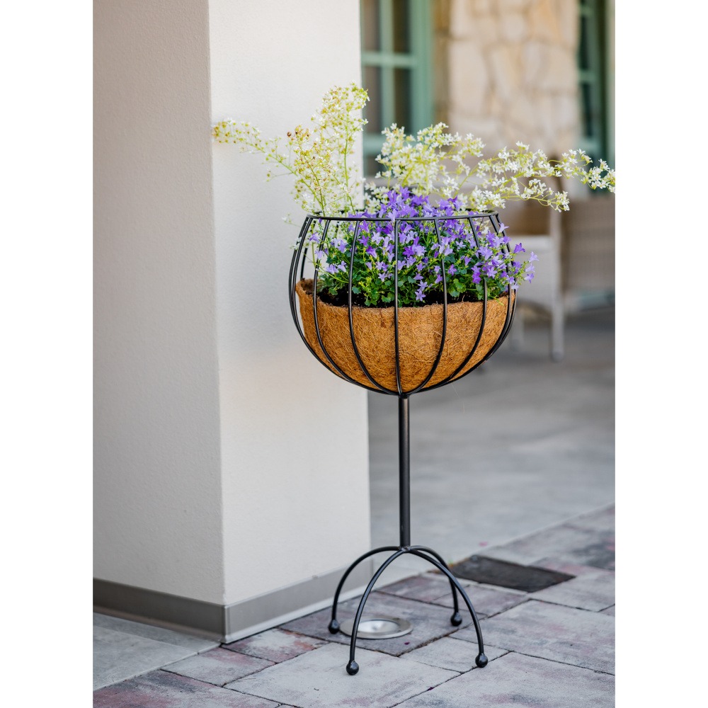 Koš na noze SALADO s kokosovou vložkou kovový černý 70cm-0