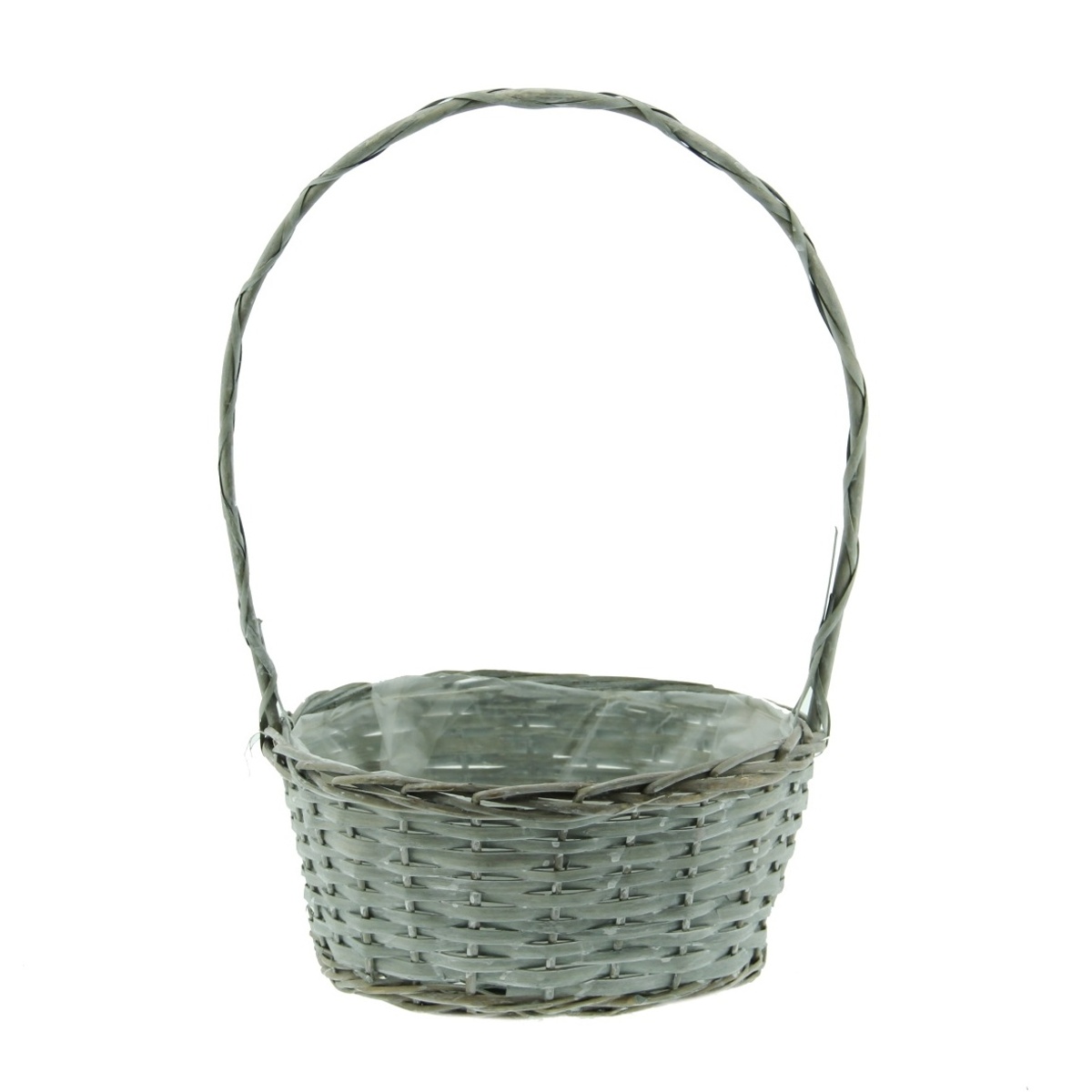 Koše - Koš oválný proutěný s 1 uchem a igelitem šedý 28cm