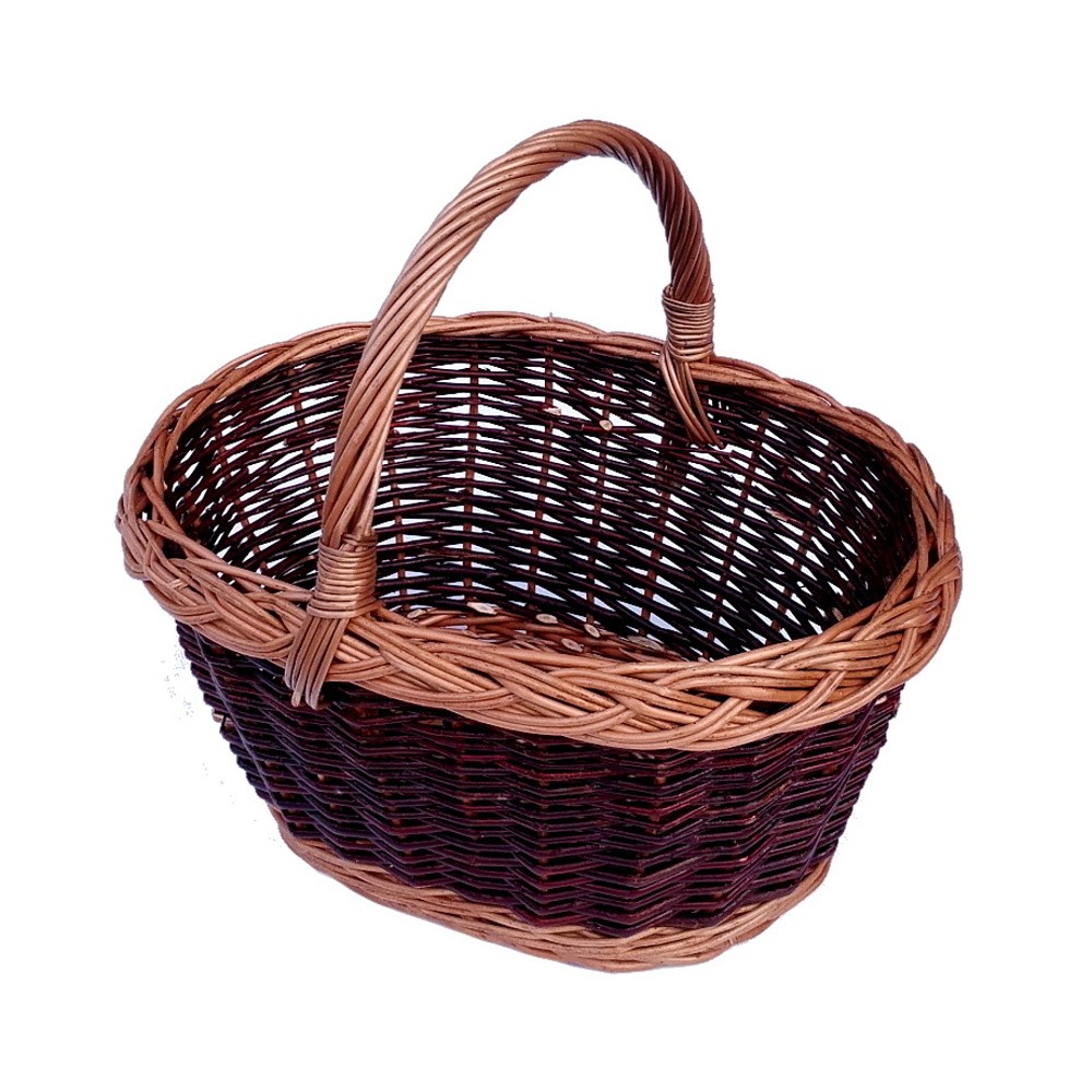 Koše - Koš oválný proutěný s 1 uchem hnědý 35x25cm