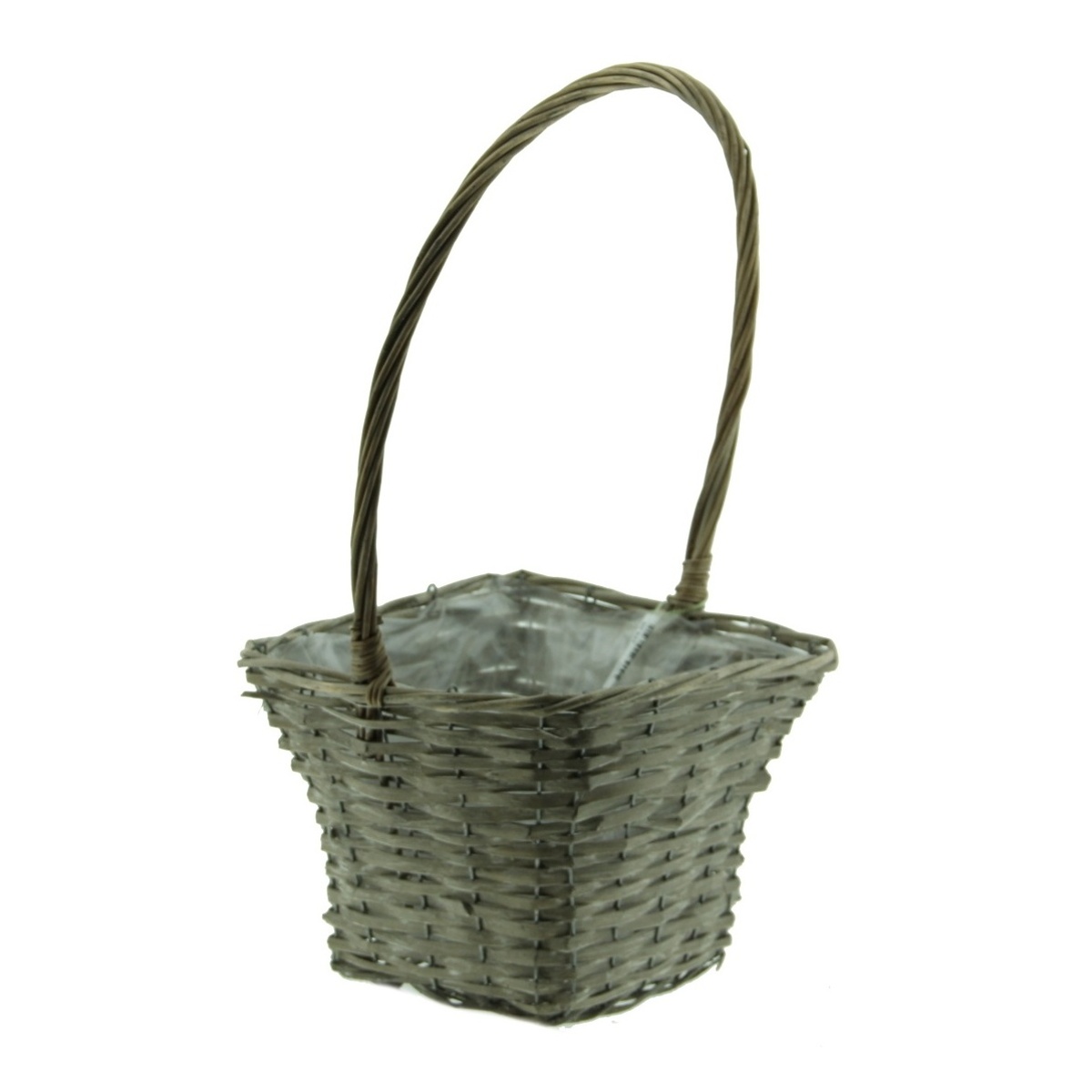 Koše - Koš proutěný hranatý s 1 uchem a igelitem šedý 25cm
