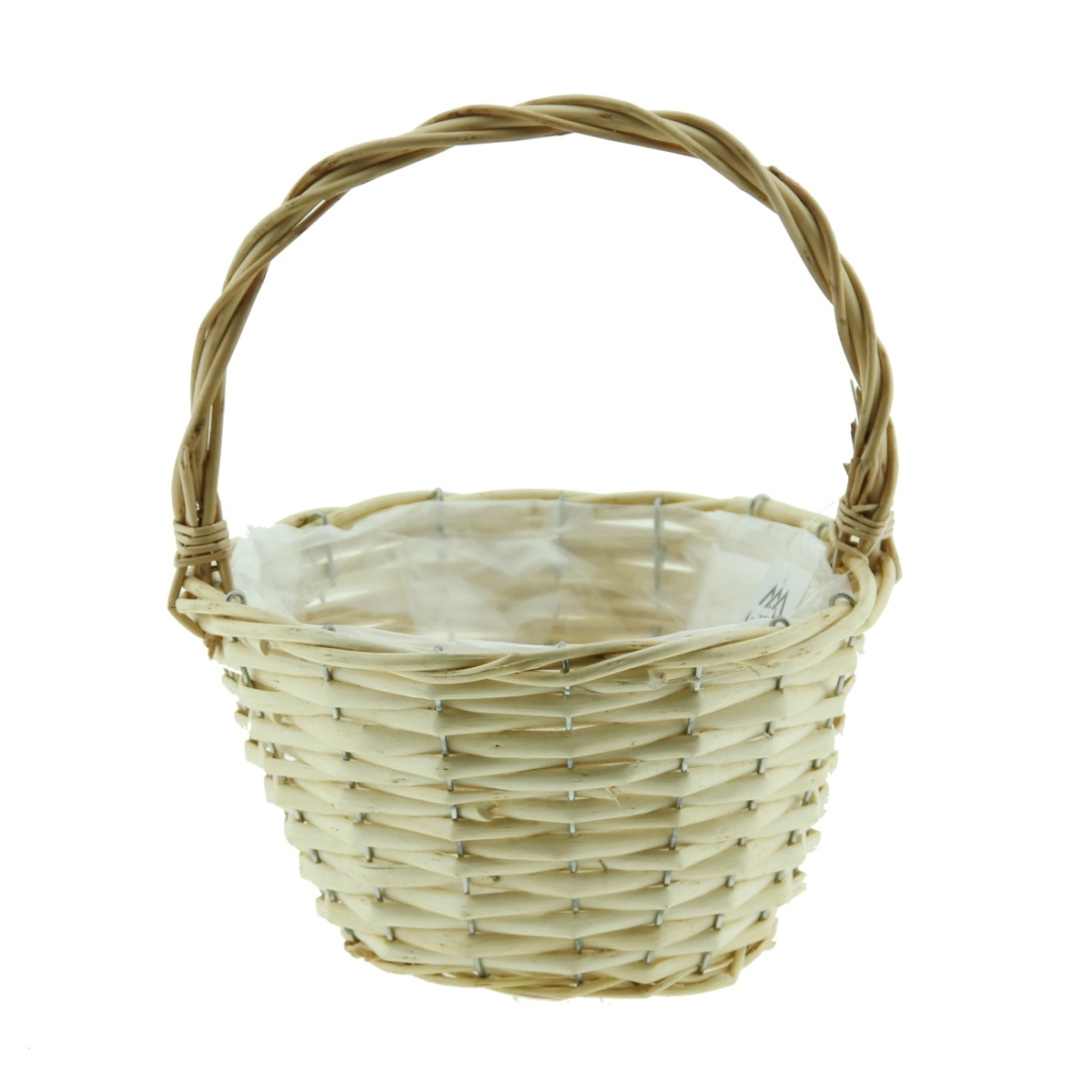 Koše - Koš proutěný kulatý s 1 uchem a igelitem přírodní 18cm