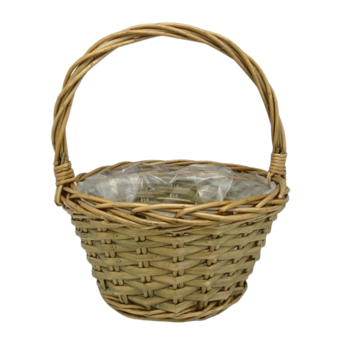 Koše - Koš proutěný kulatý s 1 uchem a igelitem přírodní 18cm