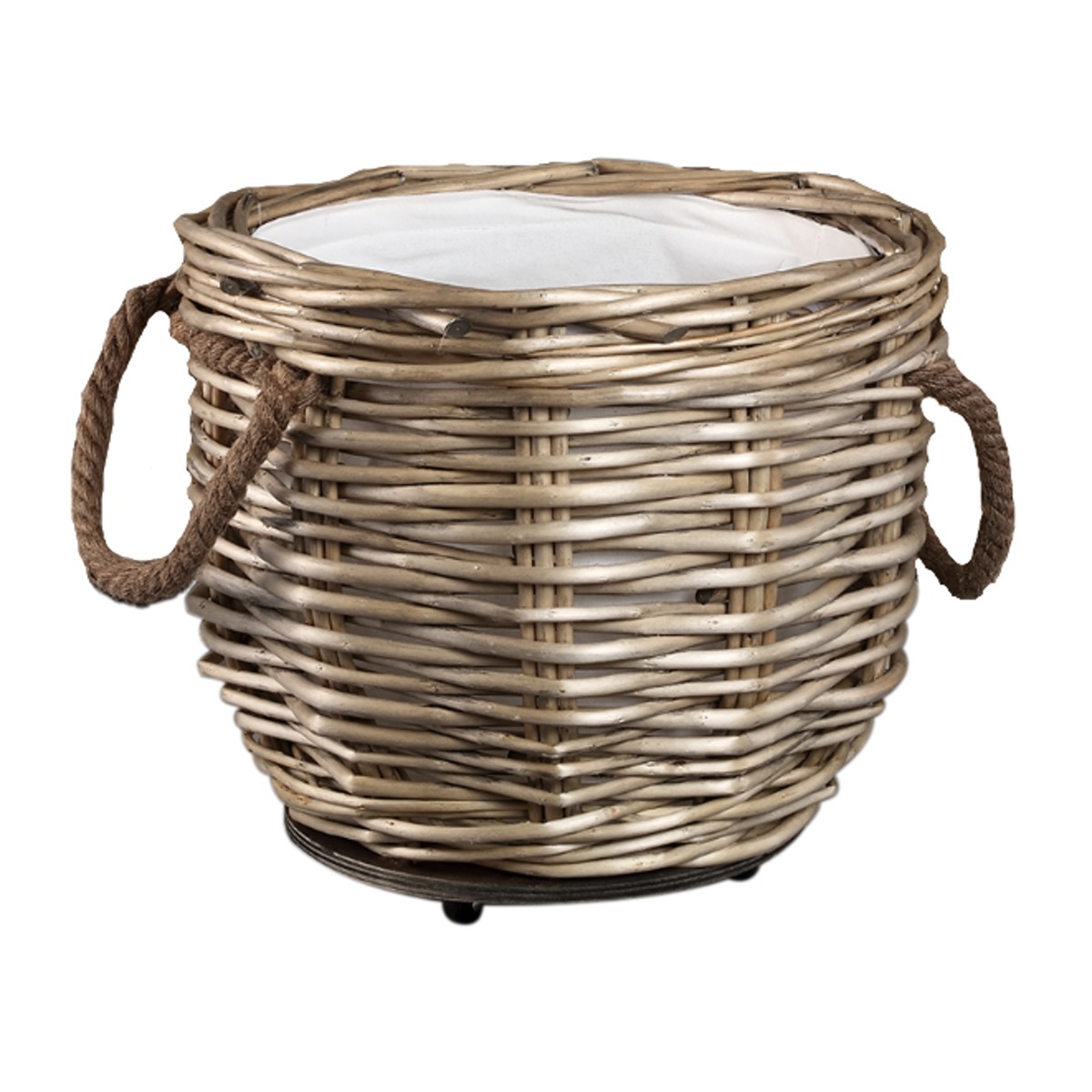 Koše - Koš proutěný na kolečkách DARRETT se 2 uchy a igelitem 54cm