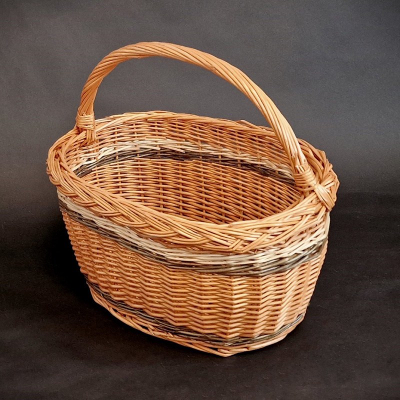 Koše - Koš proutěný oválný s 1 uchem přírodní 40cm