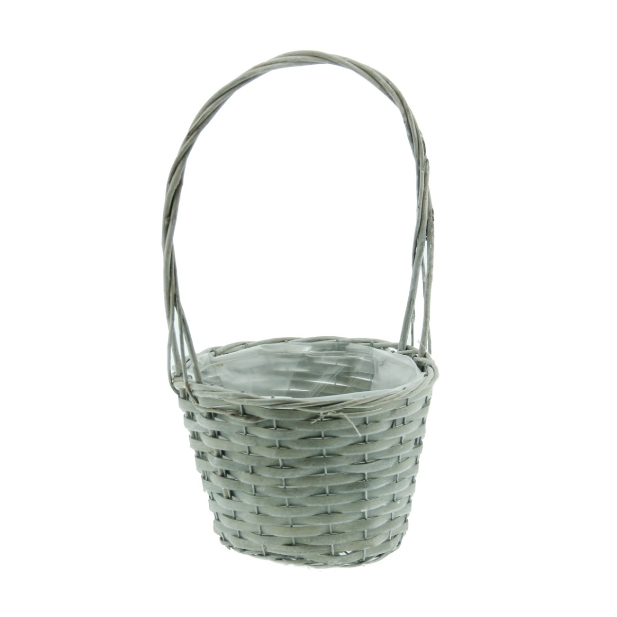 Koše - Koš proutěný s 1 uchem a igelitem šedý 22cm