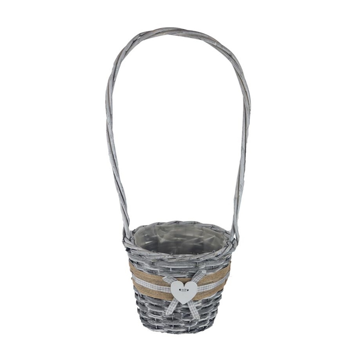 Koše - Koš proutěný se srdcem, 1 uchem a igelitem 14cm