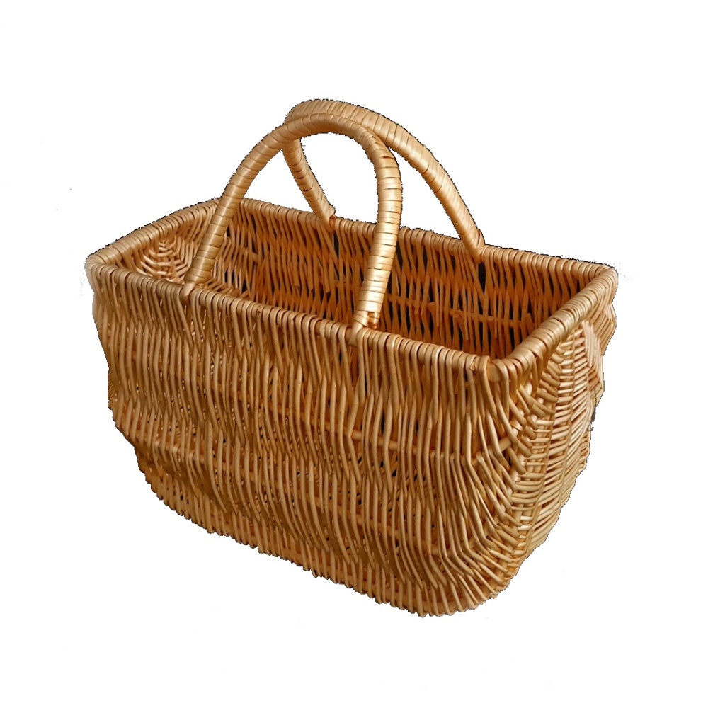 Koše - Koš/taška hranatý proutěný se 2 uchy přírodní 42x21cm