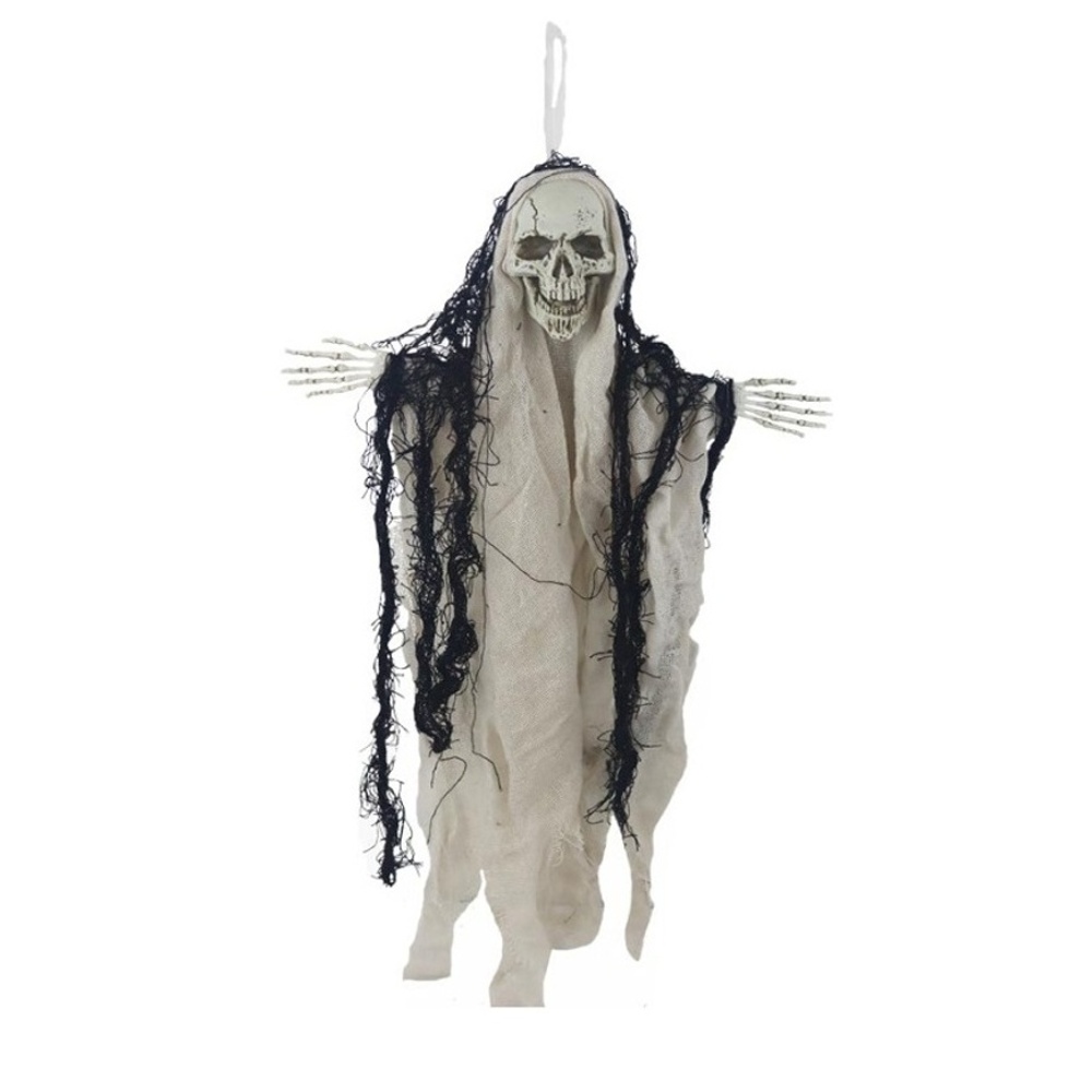 Halloween - Kostra závěsná s kápí bílo-černá 50cm