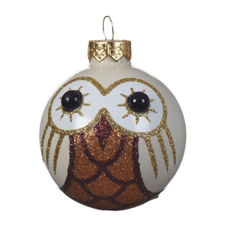 Koule skleněná 6cm sova mix barev