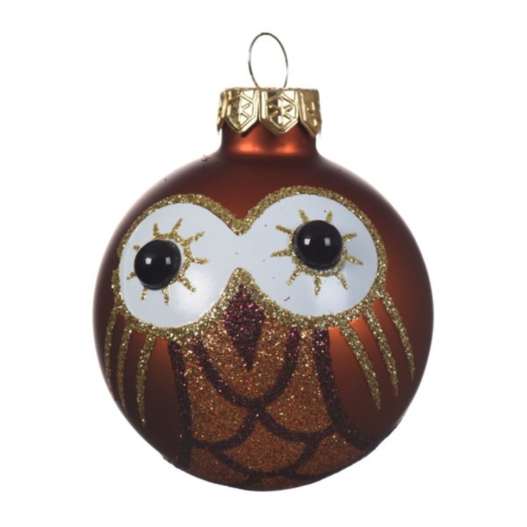 Koule skleněná 6cm sova mix barev-0