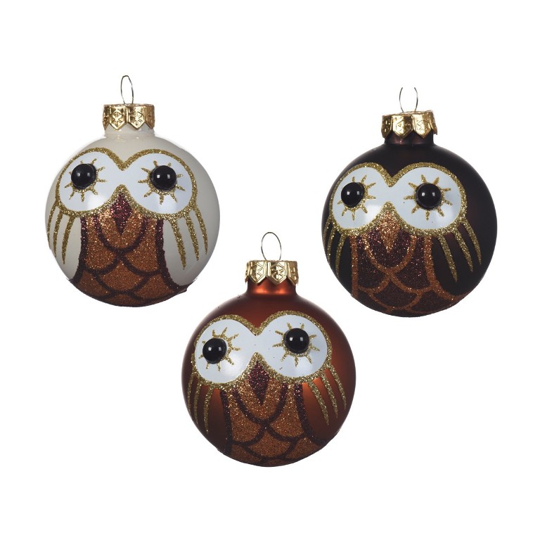 Koule skleněná 6cm sova mix barev-1