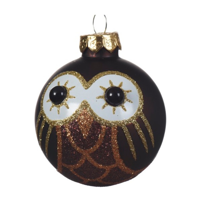 Koule skleněná 6cm sova mix barev-2