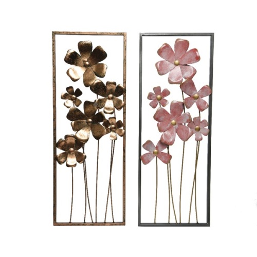 Kovové dekorace - Kovová dekorace květin na zeď mix 73x28cm