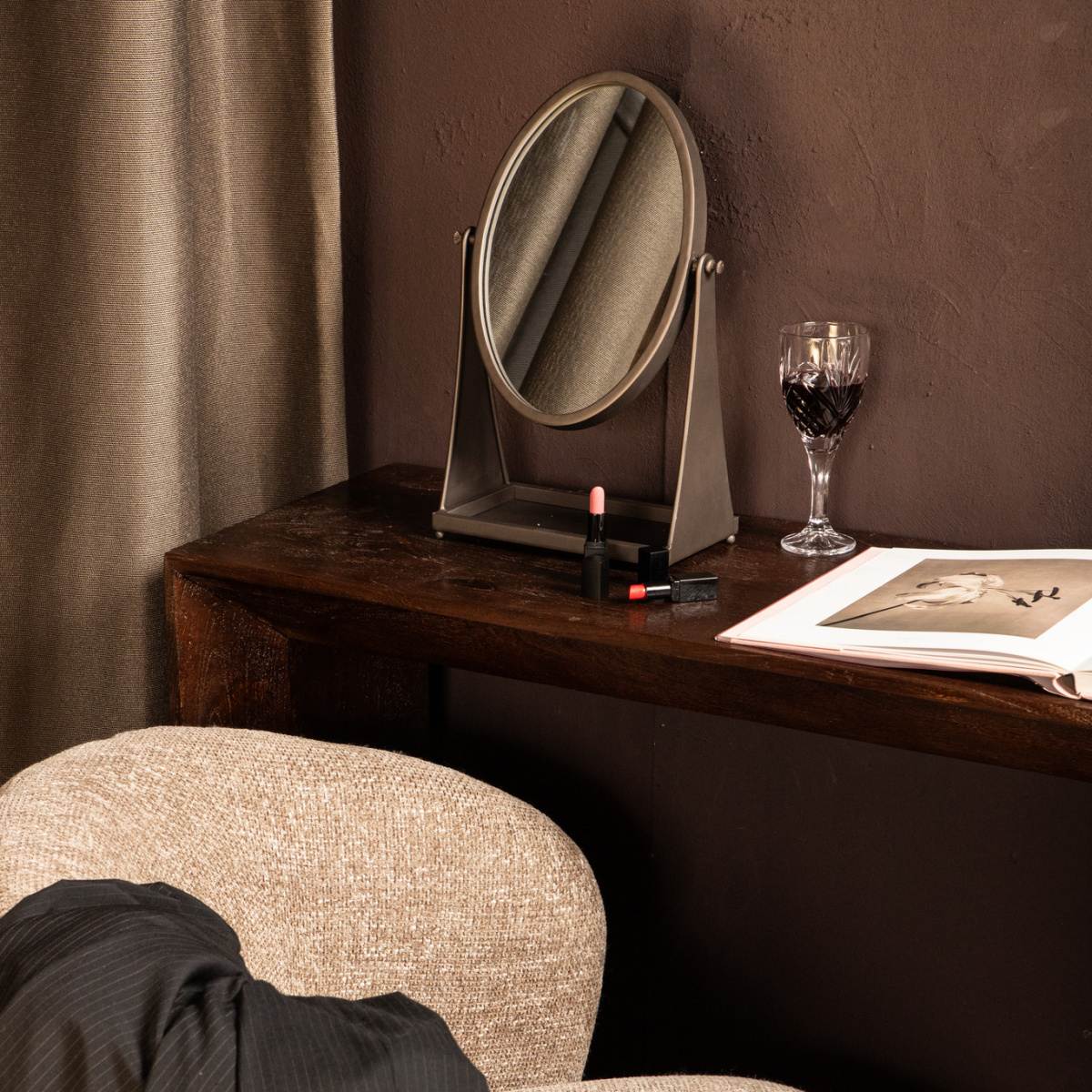 Kovové stolní oválné zrcadlo FRANCESS 43,5cm-0