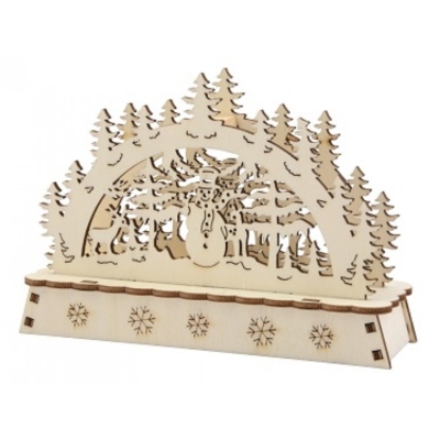 Krajina zimní svítící LED baterie dřevo mix