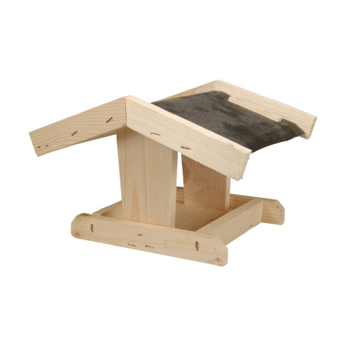 Krmítka, budky, domečky - Krmítko dřevěné přírodní s černou střechou 27cm