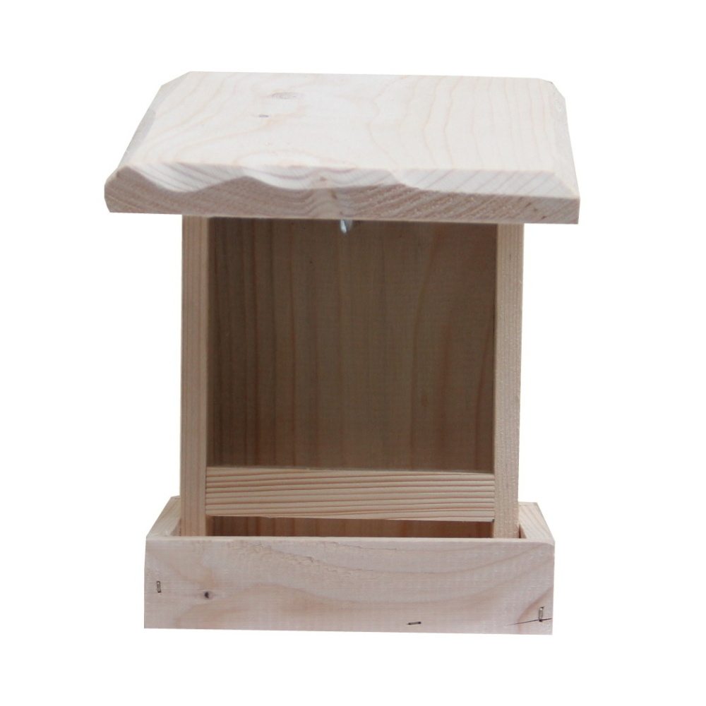 Krmítka, budky, domečky - Krmítko dřevěné se sklem nástěnné přírodní 24cm