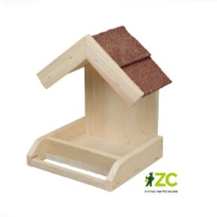 Krmítka, budky, domečky - Krmítko jednostranné dřevěné se šindelí přírodní/hnědá 30cm