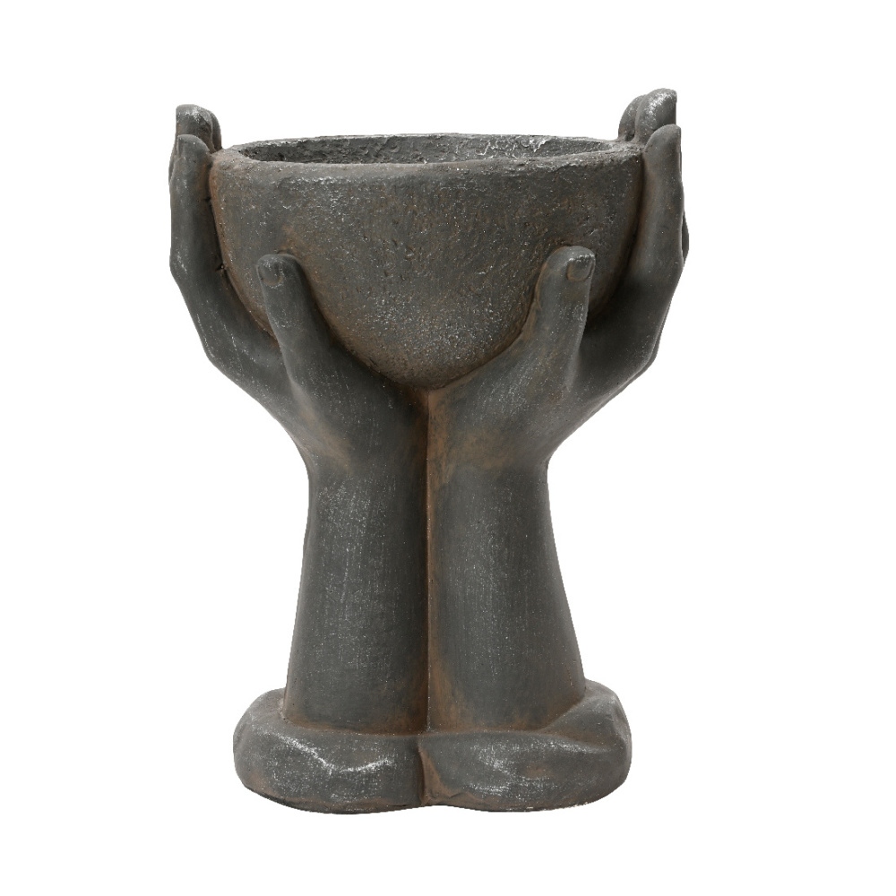 Krmítka, budky, domečky - Krmítko pro ptáky s podstavcen z rukou, polymagnesium antracit 45,5cm