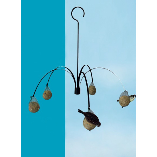 Krmítka, budky, domečky - Krmítko závěsné kovové na lojové koule černé 45cm