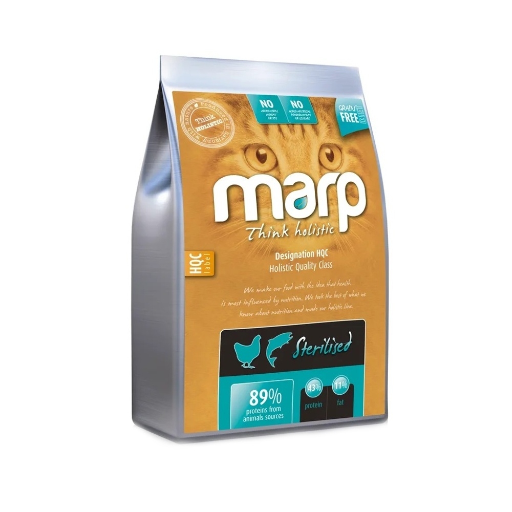 Krmiva a doplňky stravy - Krmivo MARP Sterilised kuřecí/losos 0,5kg