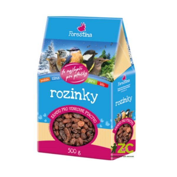 Krmítka, budky, domečky - Krmivo pro ptáky rozinky FORESTINA 500g