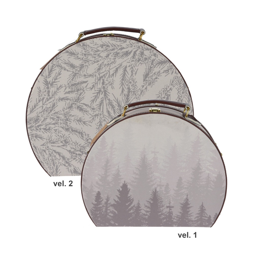 Koupelnové doplňky - Kufřík půlkulatý papírový les/jehličí béžový vel.2