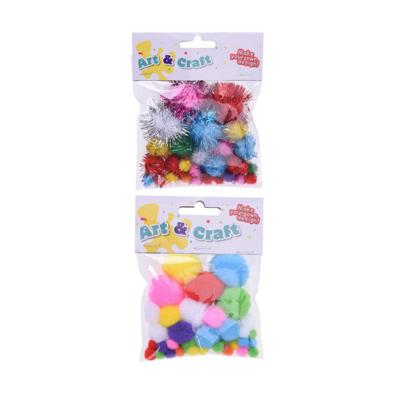 Dětské zboží - Kuličky/pompon dekorační mix 44ks