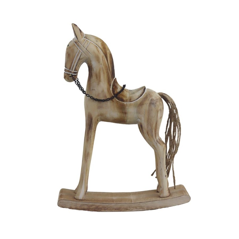 Figurky zvířátek - Kůň houpací dřevěný, 27,5cm