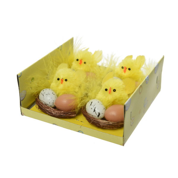 Velikonoce - Kuře v hnízdě žinylka mix 4ks