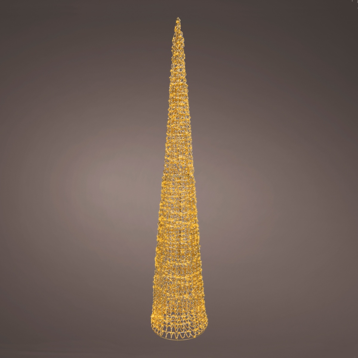 Venkovní svíticí dekorace - Kužel  svítící venkovní 1800microLED bílá s časovačem, blikající 180cm