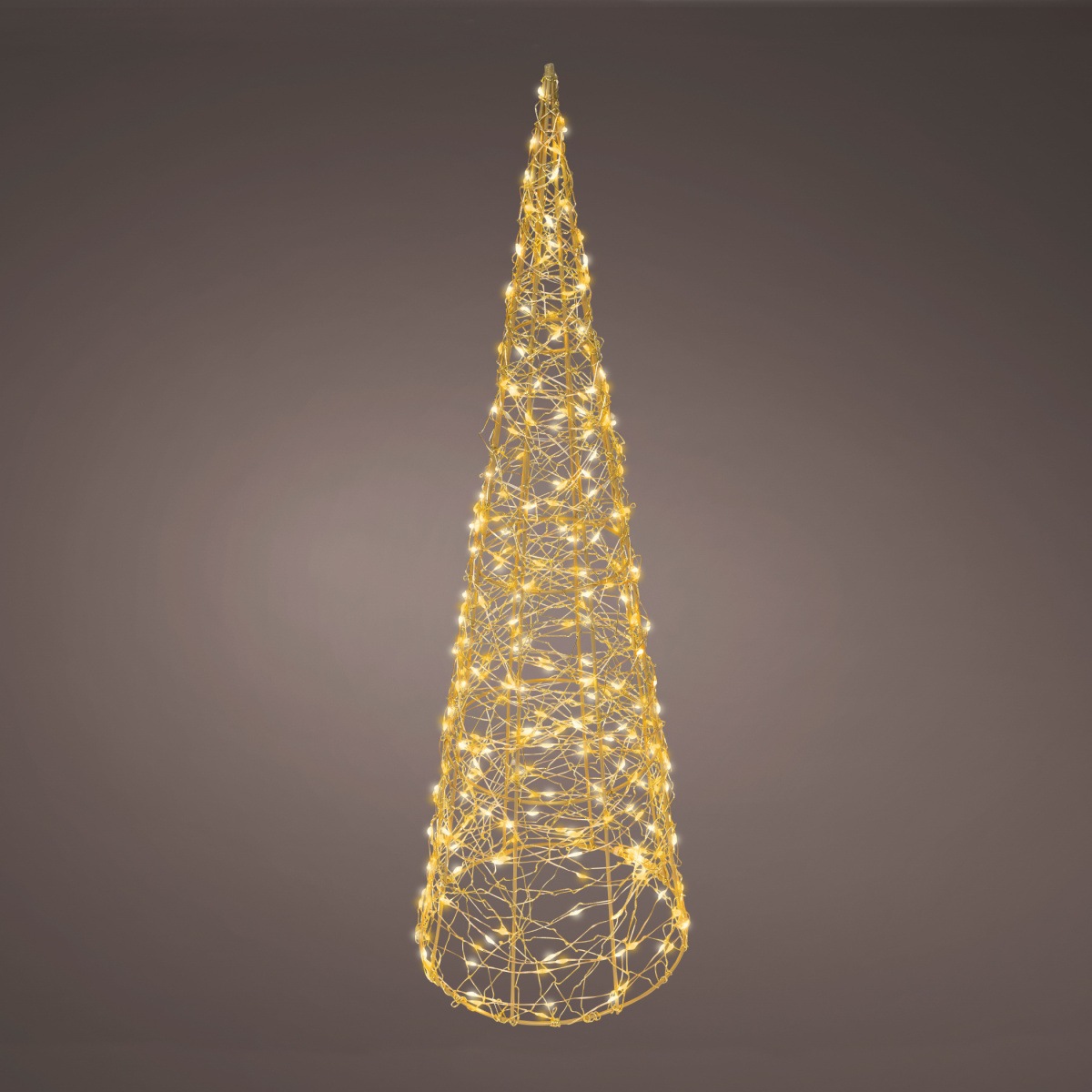 Venkovní svíticí dekorace - Kužel  svítící venkovní 300microLED t.bílá/bílá s časovačem, blikající 60cm