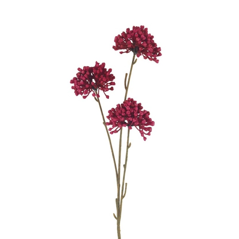 Letní umělé květiny - Květ řezaný umělý se 3 květy růžový 60cm