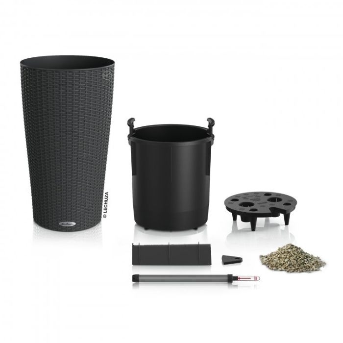 Květináče - Květináč CILINDRO Cottage komplet set žulová šeď 41x23cm