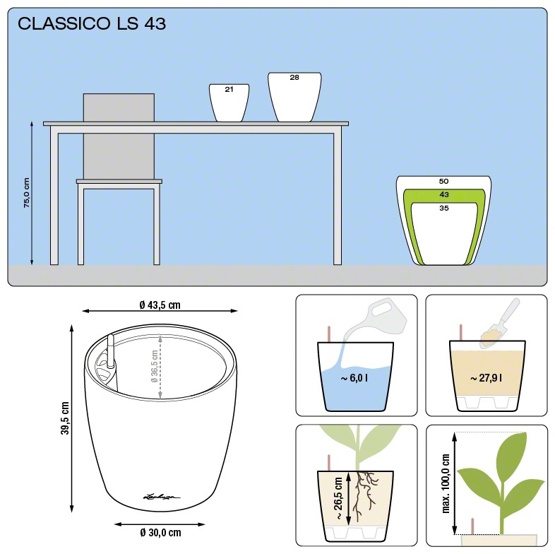 Květináč CLASSICO LS komplet set 43cm antracit-0