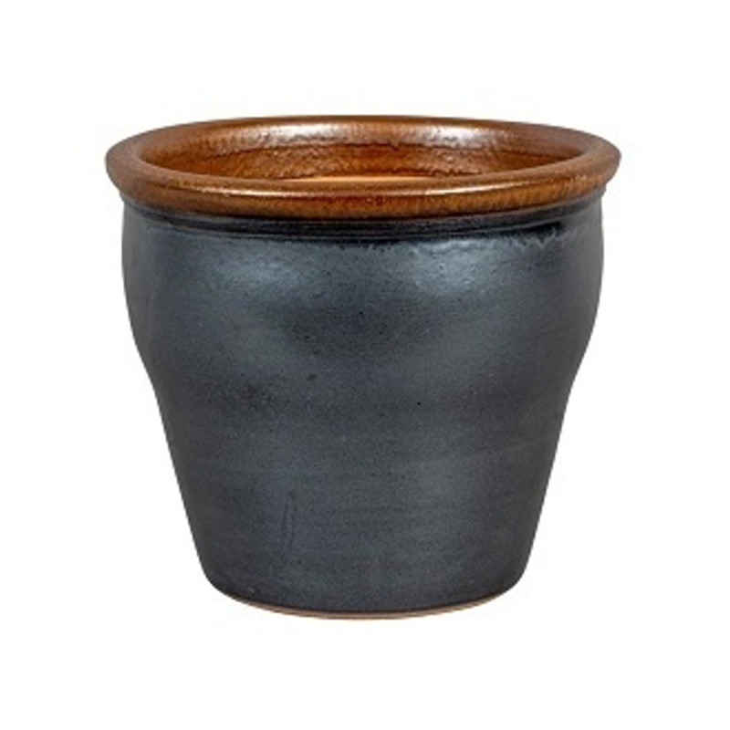 Keramické květináče - Květináč CORLETO 1-01MT keramický s hnědým lemem černá 28cm