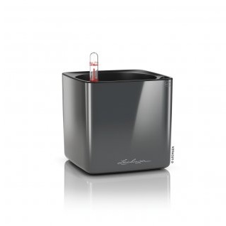 Květináče - Květináč CUBE Glossy komplet set antracit 14cm