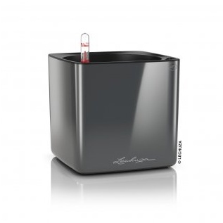 Květináče - Květináč CUBE Glossy komplet set antracit 17cm