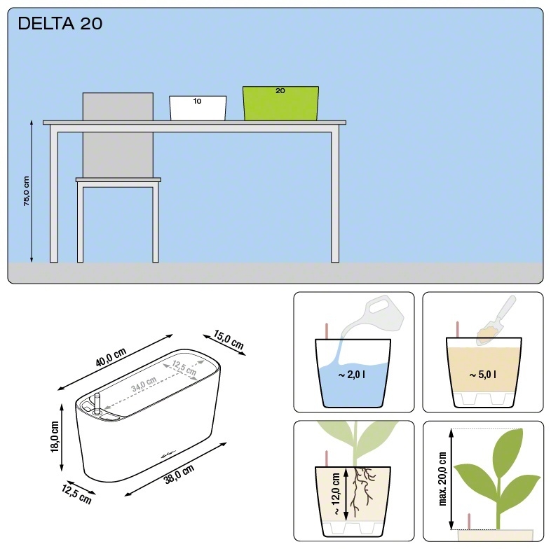 Květináč DELTA OVAL komplet set 40cm antracit-2