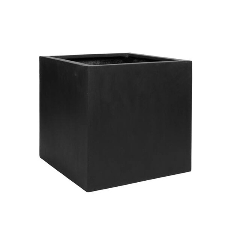 Kompozitní květináče - Květináč hranatý BLOCK L fiberstone černý 50x50cm