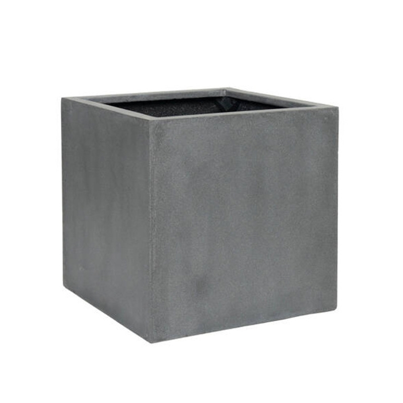 Kompozitní květináče - Květináč hranatý BLOCK L fiberstone šedý 50x50cm