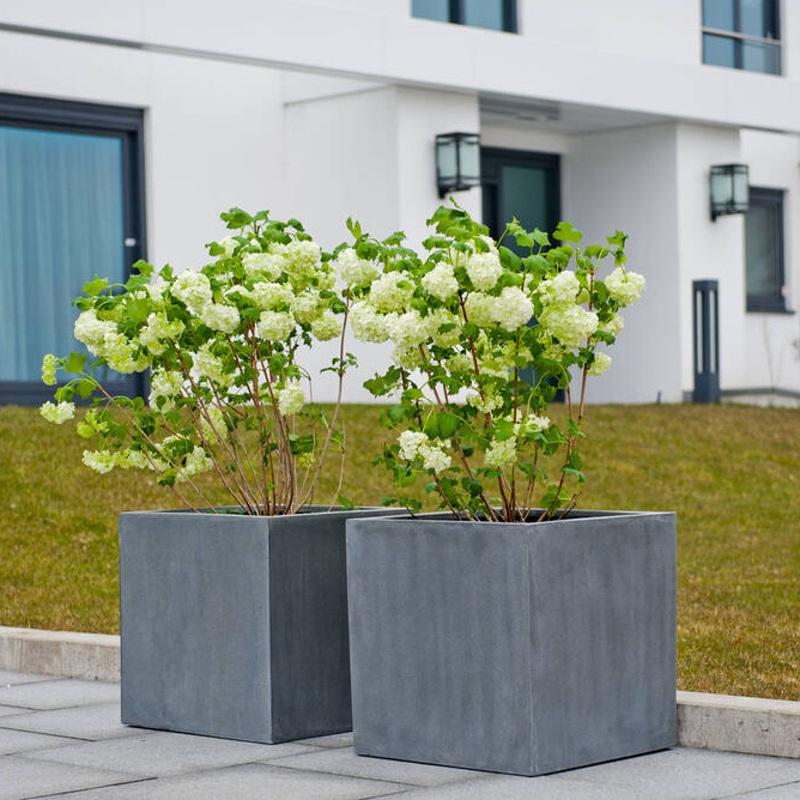 Květináč hranatý BLOCK L fiberstone šedý 50x50cm-0