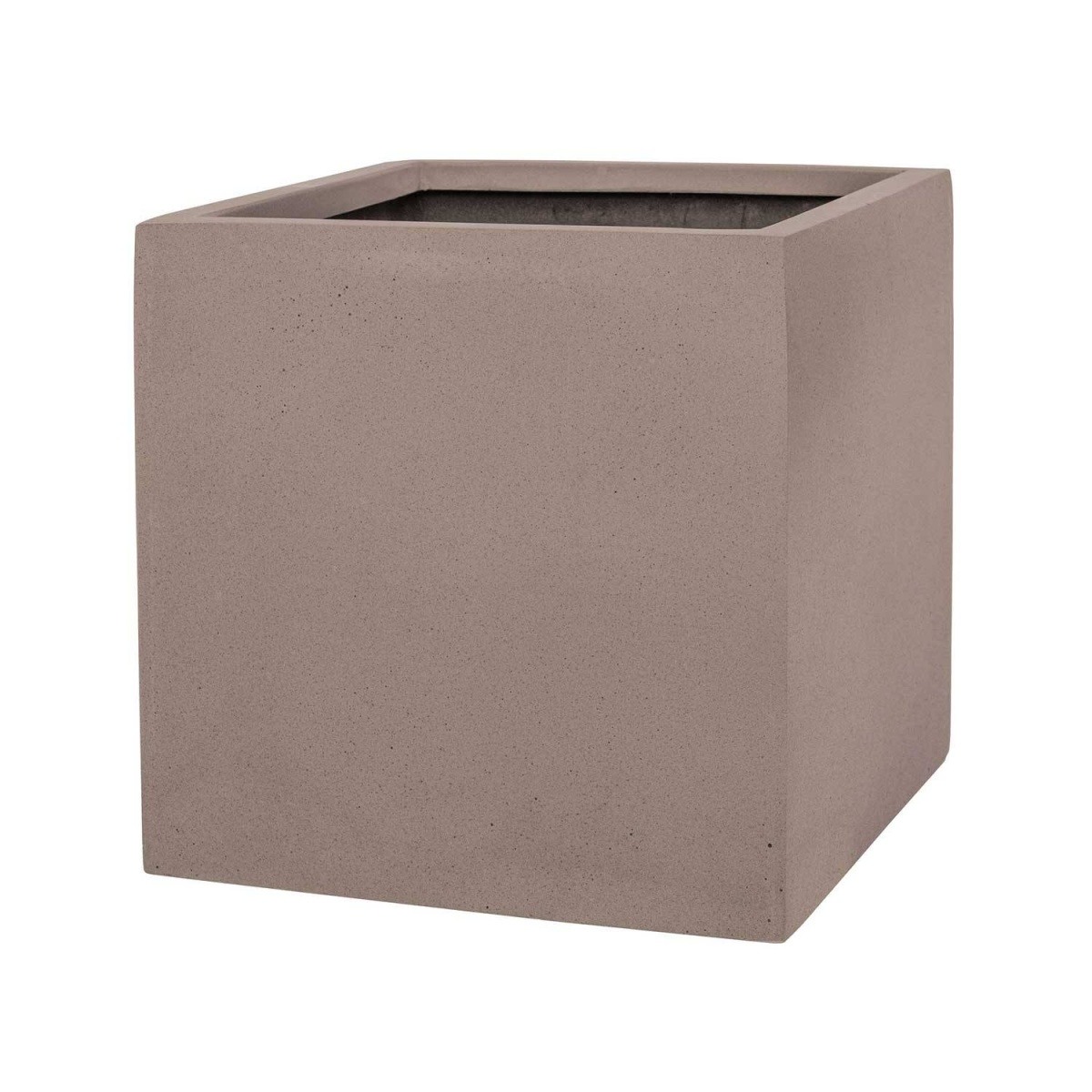 Kompozitní květináče - Květináč hranatý BLOCK L fiberstone taupe 50x50cm
