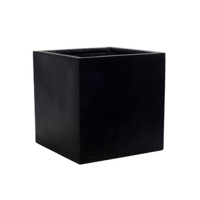 Kompozitní květináče - Květináč hranatý BLOCK M fiberstone černý 40x40cm