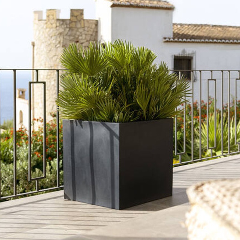 Květináč hranatý BLOCK M fiberstone černý 40x40cm-0
