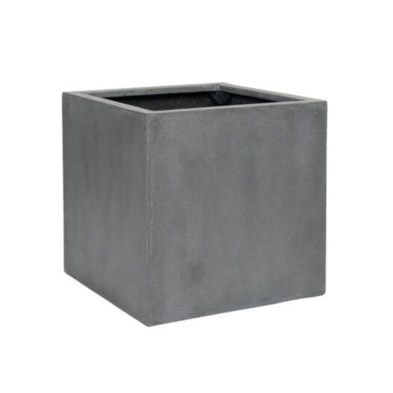 Kompozitní květináče - Květináč hranatý BLOCK M fiberstone šedý 40x40cm