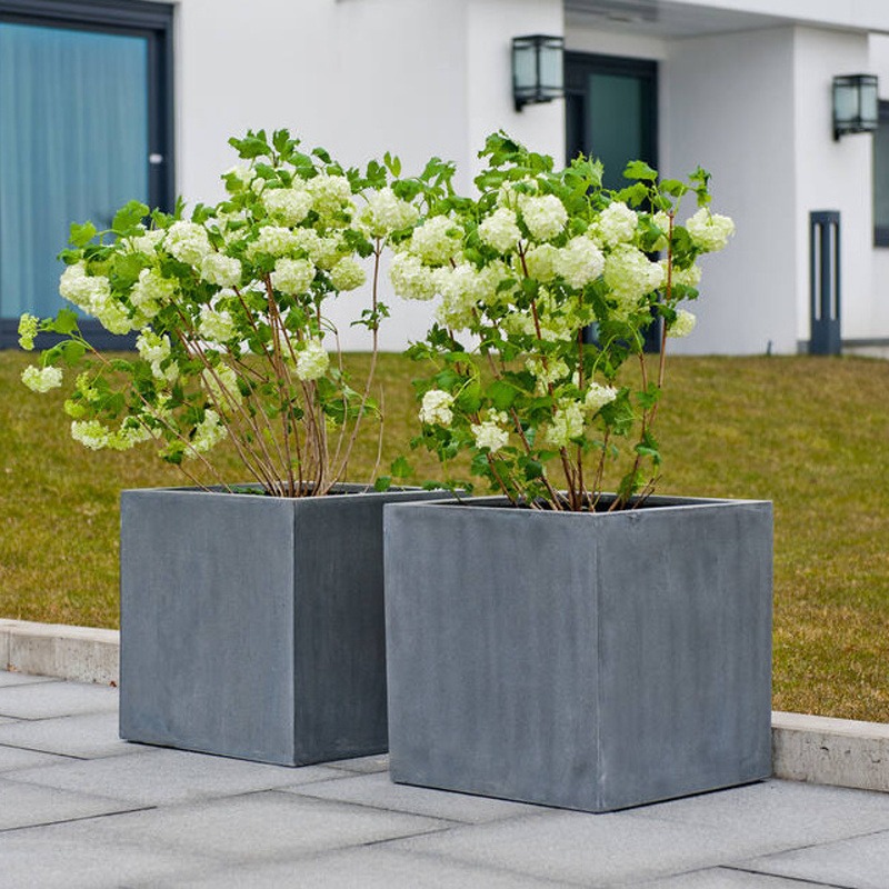 Květináč hranatý BLOCK M fiberstone šedý 40x40cm-0